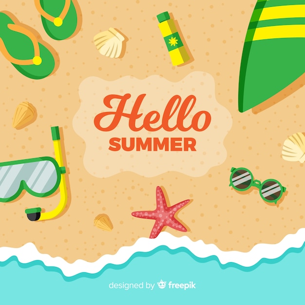 Flat hello summer background