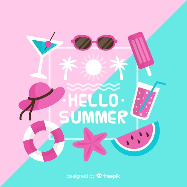 Flat hello summer background