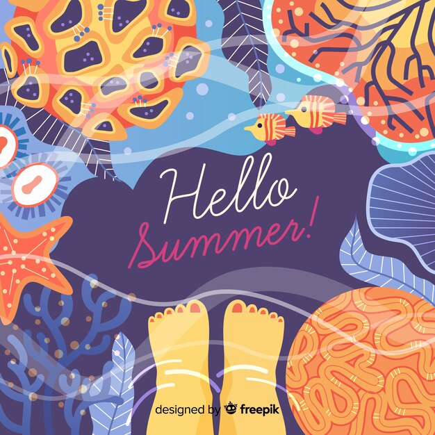 Flat hello summer background