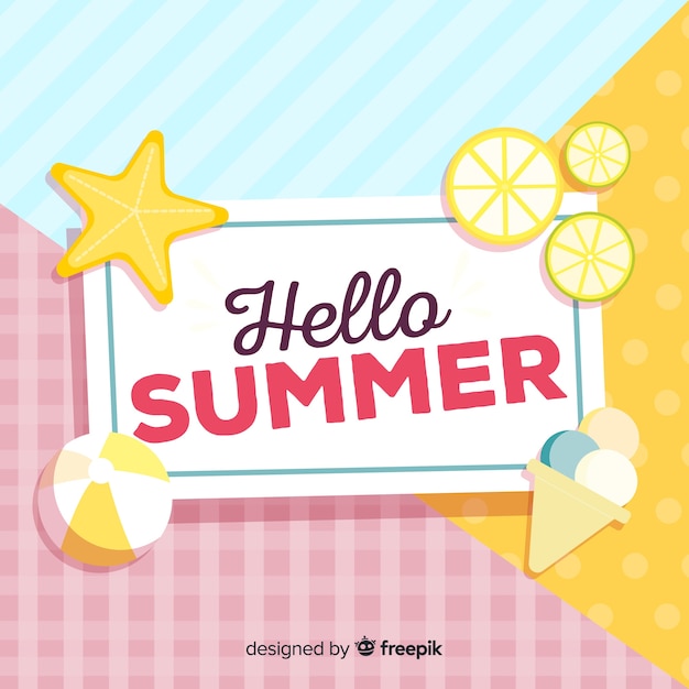 Flat hello summer background