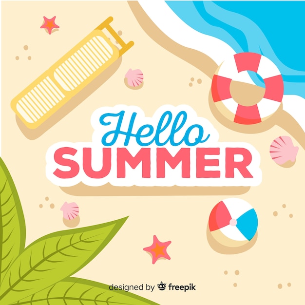 Flat hello summer background