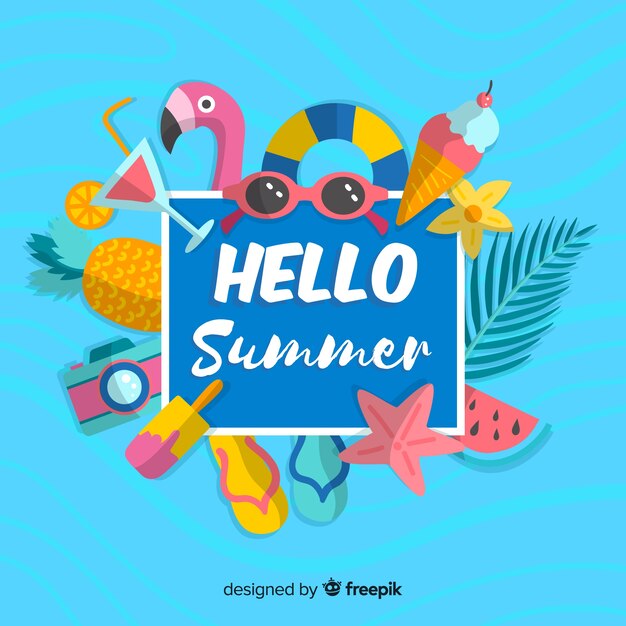 Flat hello summer background