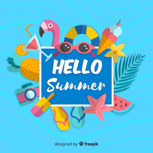 Flat hello summer background