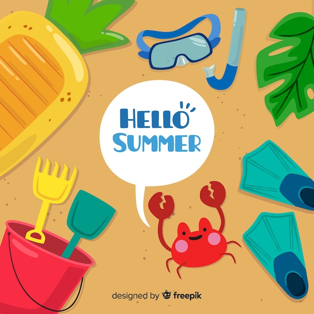 Flat hello summer background