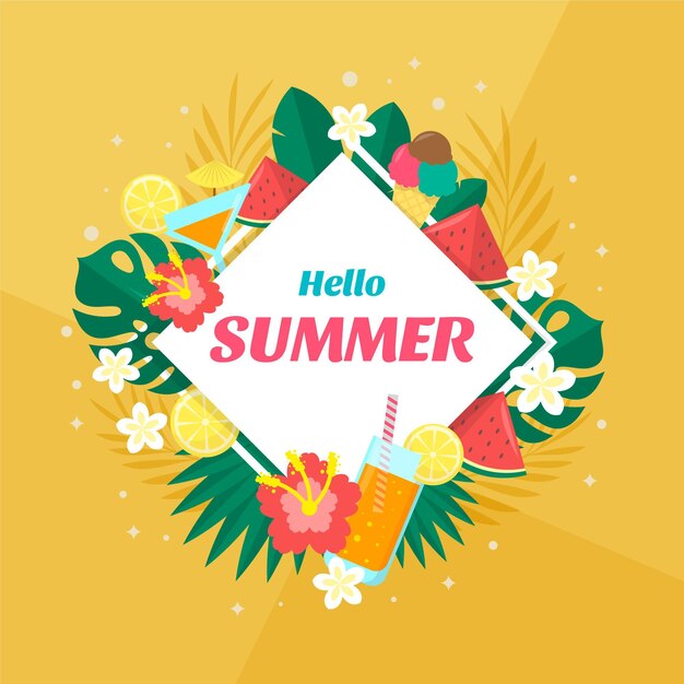 Flat hello summer illustration