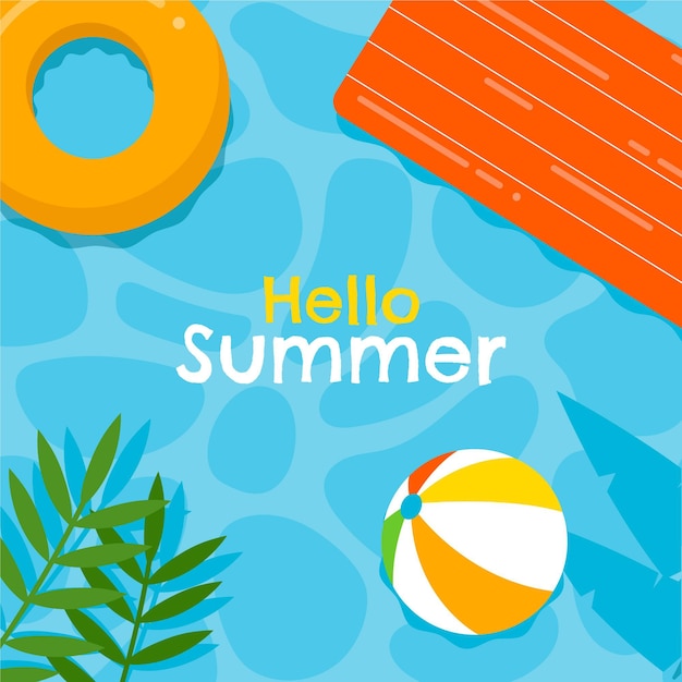 Flat hello summer illustration