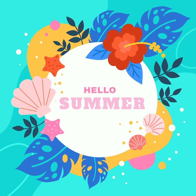 Flat hello summer illustration