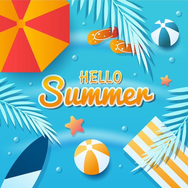 Flat hello summer illustration