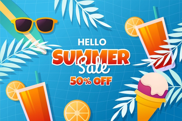 Free Vector flat hello summer illustration