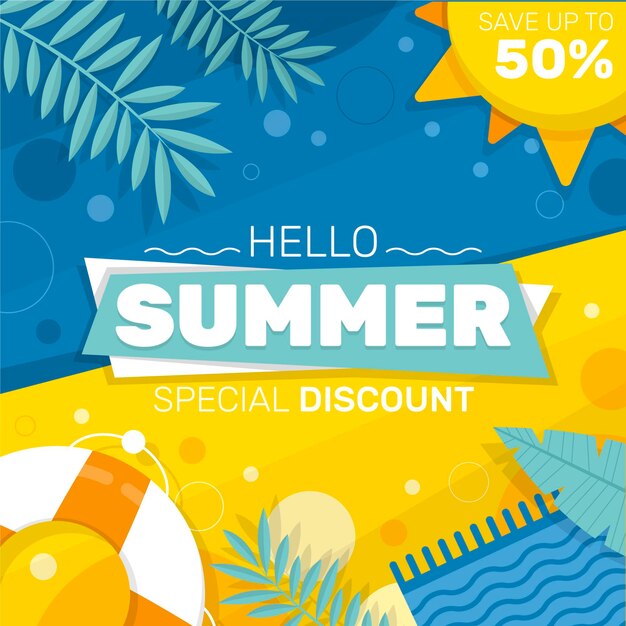 Flat hello summer sale illustration