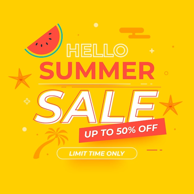 Flat hello summer sale illustration