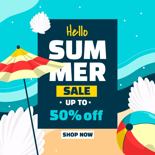 Flat hello summer sale illustration