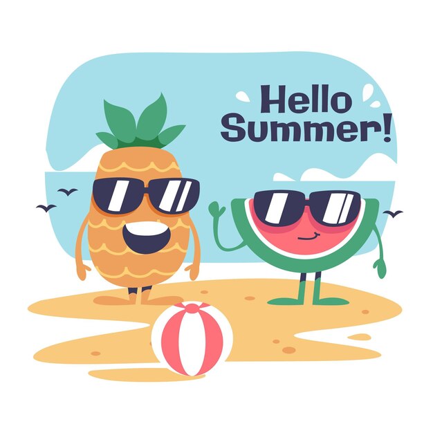 Flat hello summer sale illustration