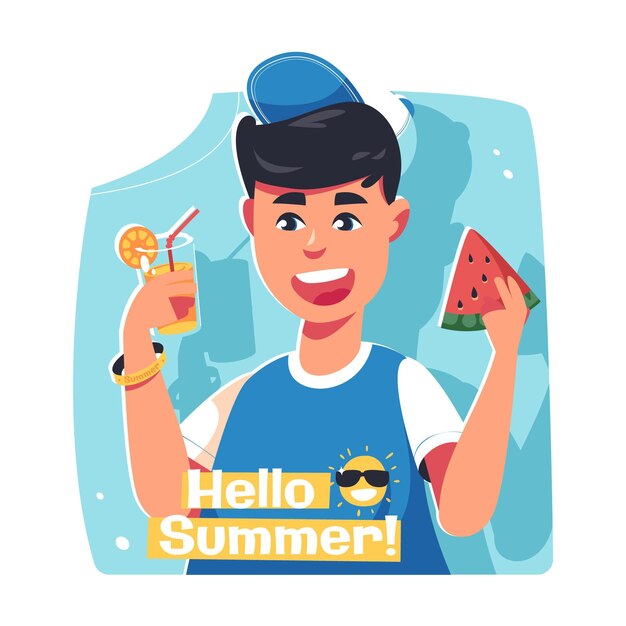 Flat hello summer sale illustration