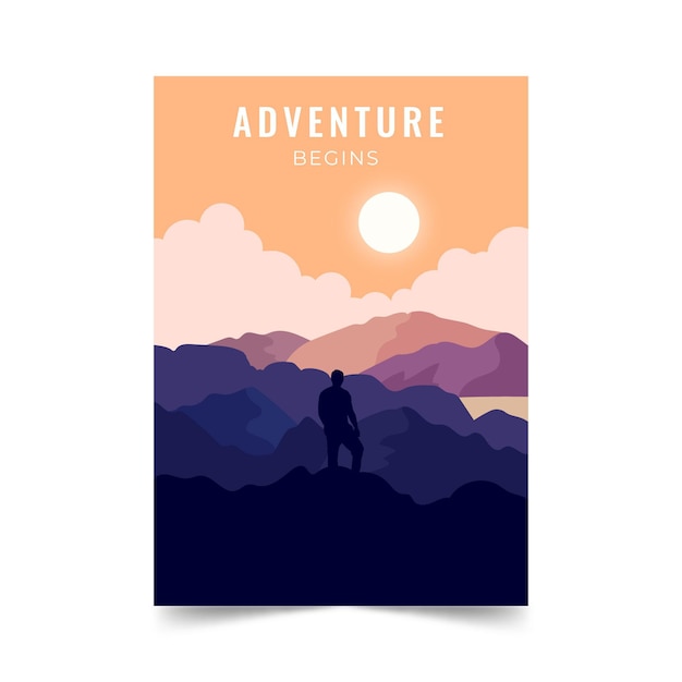 Flat hiking adventure flyer