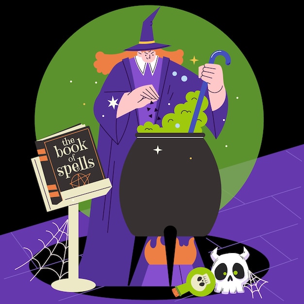 Flat hocus pocus illustration for halloween celebration