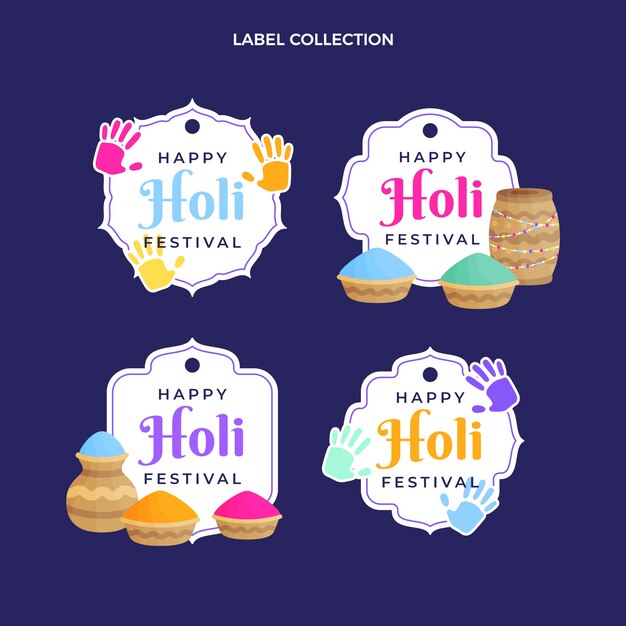 Flat holi badges collection