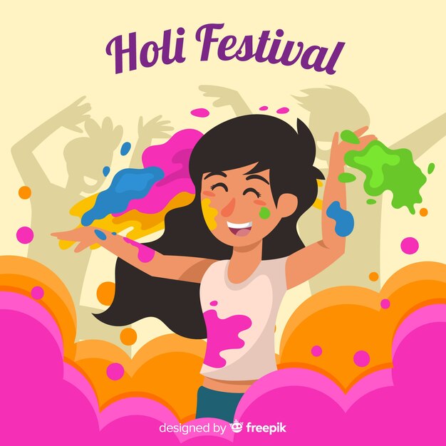 Flat holi festival background