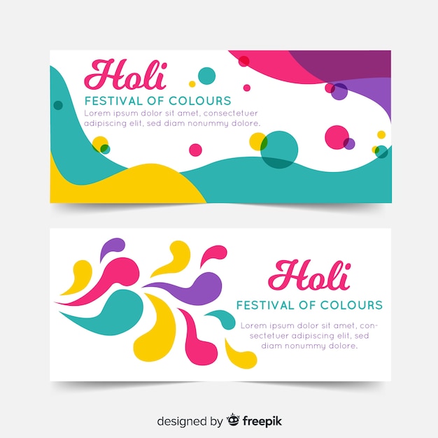 Flat holi festival banner