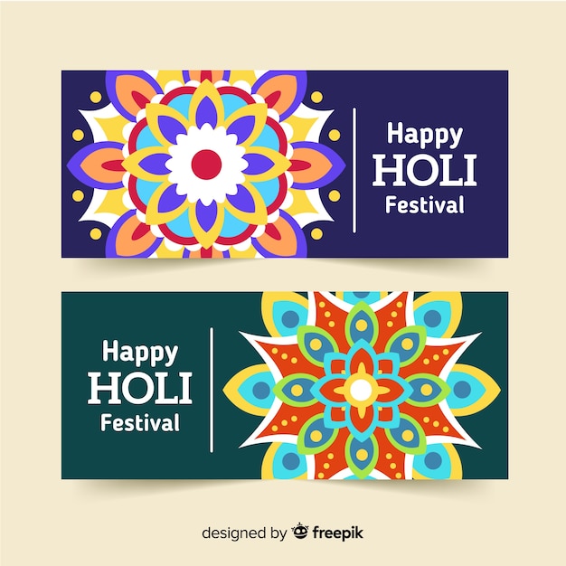 Free vector flat holi festival banner