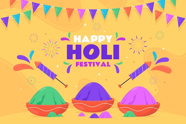 Flat holi festival celebration background