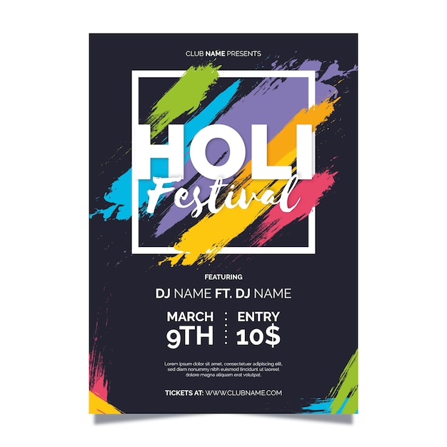 Flat holi festival flyer / festival poster