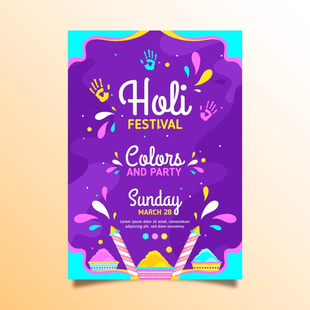 Flat holi festival flyer template