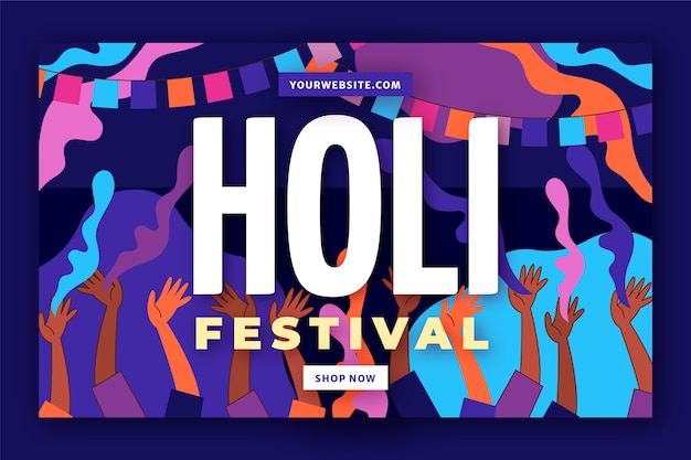 Flat holi festival horizontal banner