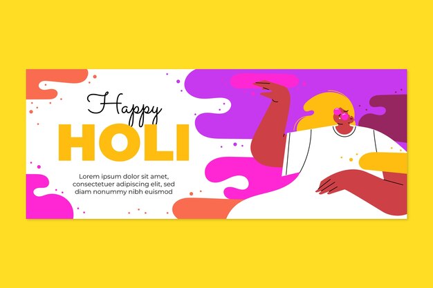 Flat holi horizontal banner