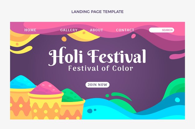 Flat holi landing page template