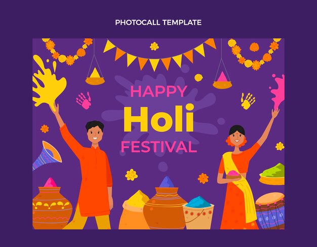 Flat holi photocall template