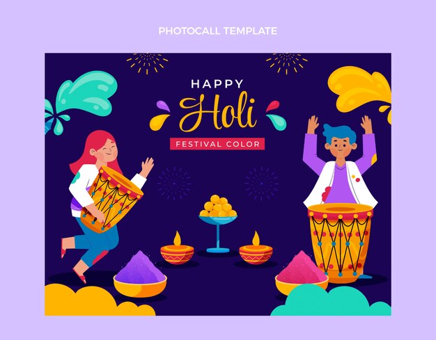 Flat holi photocall template