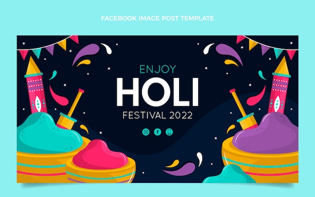 Free Vector flat holi social media post template