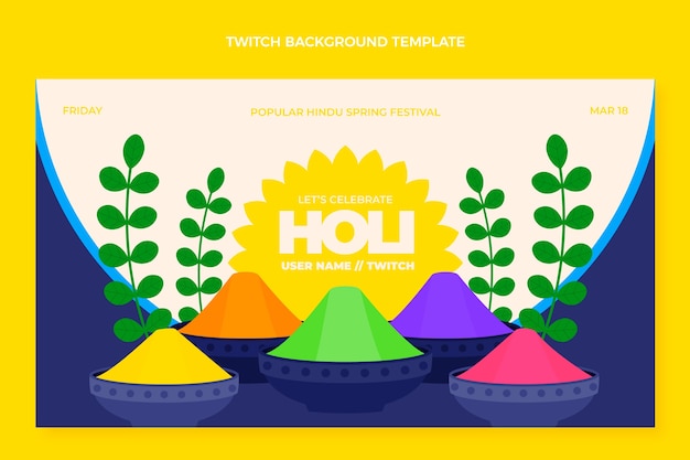 Free vector flat holi twitch background