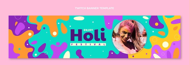 Flat holi twitch banner