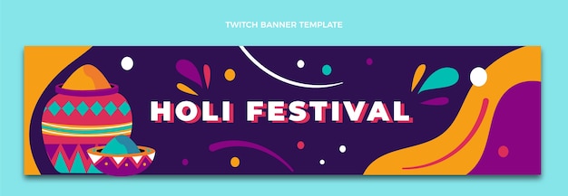 Free Vector flat holi twitch banner