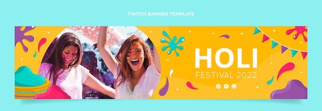 Flat holi twitch banner