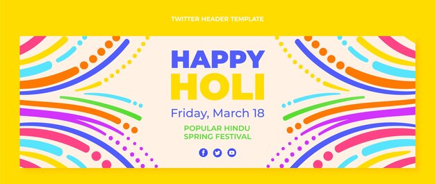 Flat holi twitter header