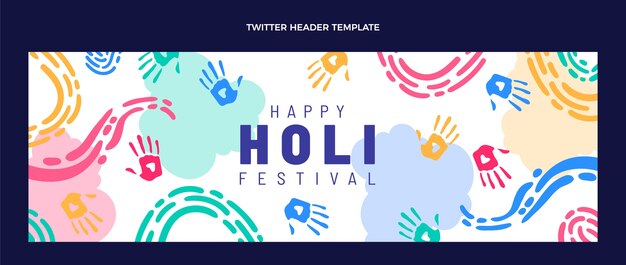 Flat holi twitter header