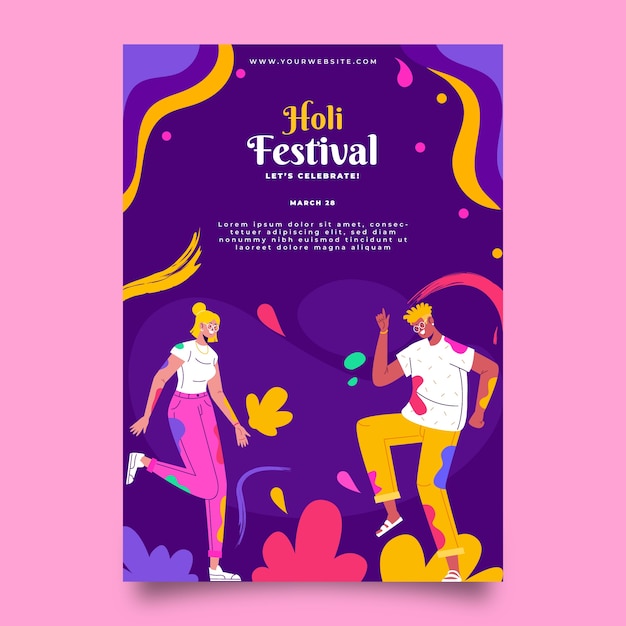 Free Vector flat holi vertical poster template