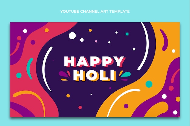 Flat holi youtube channel art