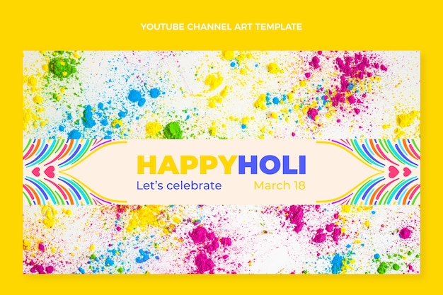 Flat holi youtube channel art