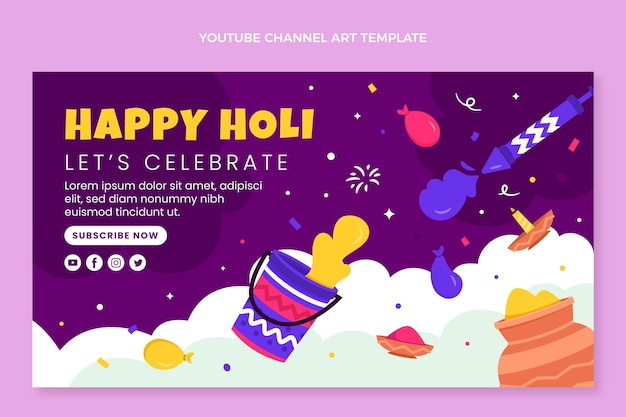 Flat holi youtube channel art