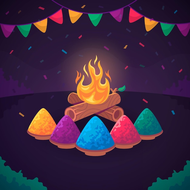 Free Vector flat holika dahan illustration