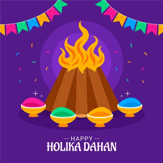 Free Vector flat holika dahan illustration