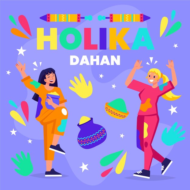 Flat holika dahan illustration