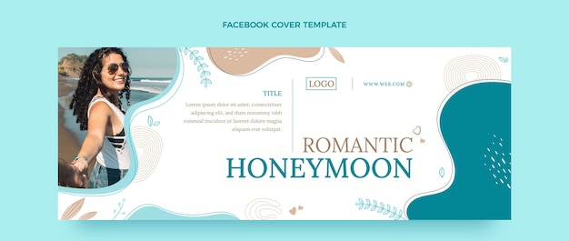 Flat honeymoon social media cover template