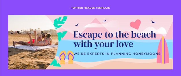 Free Vector flat honeymoon twitter header