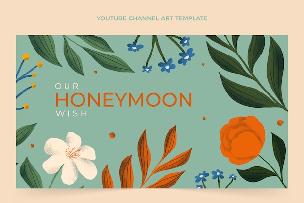 Free Vector flat honeymoon youtube channel art