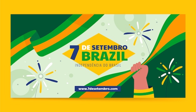 Free Vector flat horizontal banner template for 7 de setembro celebration